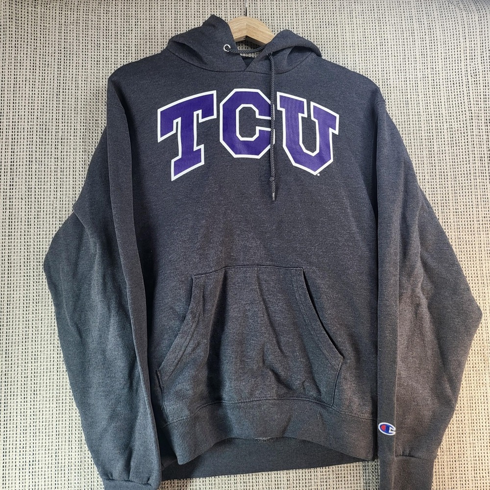 TCU Horned Frogs Hoodie Sweatshirt Gray Purple‎ NCAA College Football Pullover
